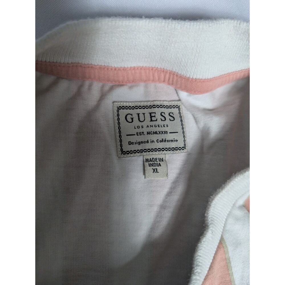 Guess Los Angeles Retro Pink White Striped Long Sleeve Shirt Unisex Mens Sz XL - Picture 5 of 8